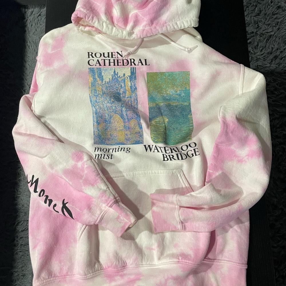 Pink and White Monet “Impressionism” Hoodie size M
